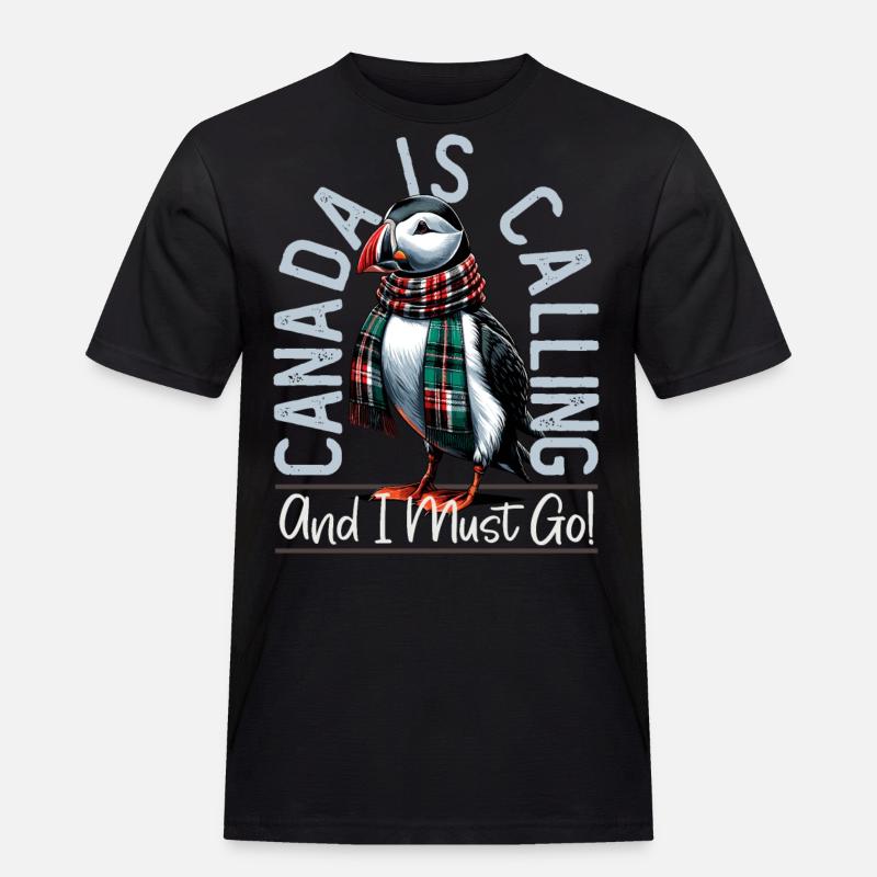 Kanada, Papageientaucher, Canada Is Calling - Männer Workwear T-Shirt - Schwarz