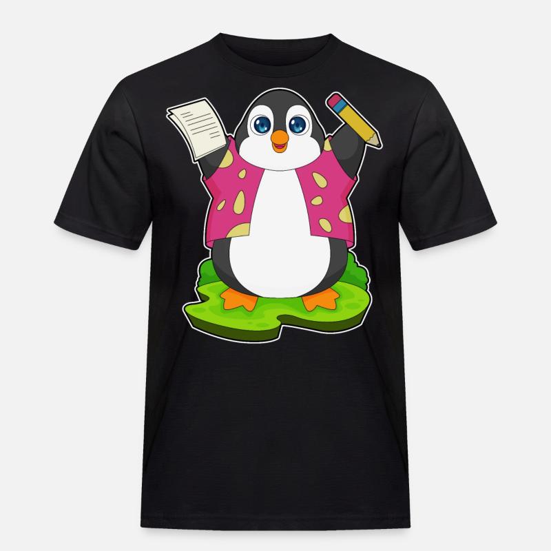 Pinguin Bleistift Papier Schule - Männer Workwear T-Shirt - Schwarz