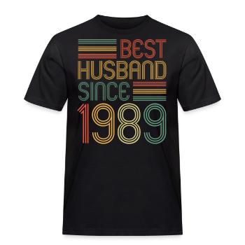 Meilleur mari depuis 1989 35e anniversaire de mariage - T-shirt Workwear homme - noir - Devant - AI Model Male 178 light (178cm)