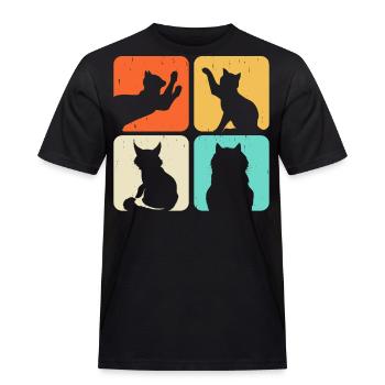 Katzen Motiv - Männer Workwear T-Shirt - Schwarz - Vorne - AI Model Male 178 light (178cm)