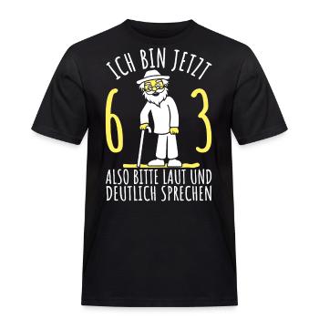 63. Geburtstag 63er 63ter Ich bin jetzt 63 Jahre - Männer Workwear T-Shirt - Schwarz - Vorne - AI Model Male 178 light (178cm)