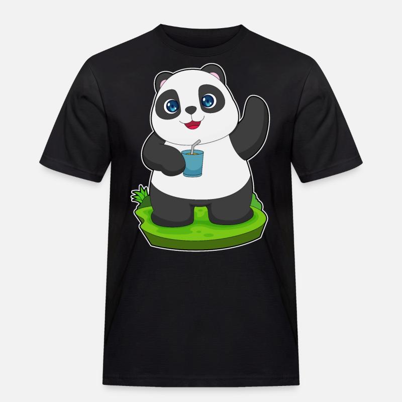 Panda Saft - Männer Workwear T-Shirt - Schwarz