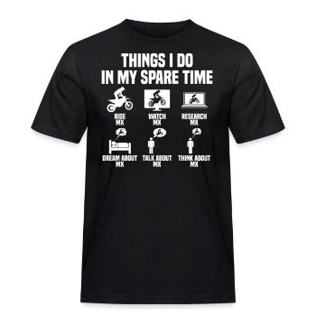 Dinge die ich in meiner Freizeit mache Motocross - Männer Workwear T-Shirt - Schwarz - Vorne - AI Model Male 178 light (178cm)