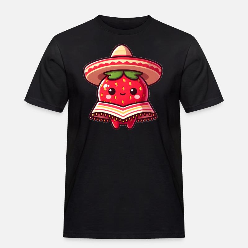 Mexikanische Erdbeere - Männer Workwear T-Shirt - Schwarz