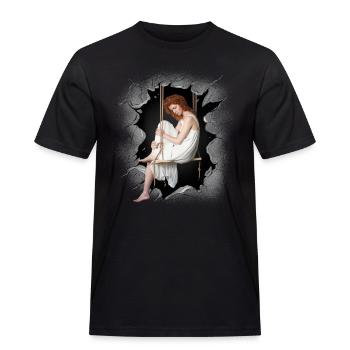 Girl Emotions Feelings Depression Grief - Men's Workwear T-Shirt - black - Front - AI Model Male 178 light (178cm)
