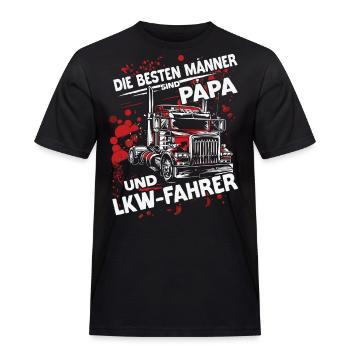 Die besten Männer sind Papa & LKW fahrer Vatertag - Männer Workwear T-Shirt - Schwarz - Vorne - AI Model Male 178 light (178cm)