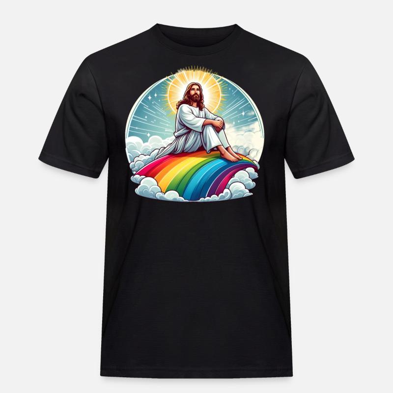 Jesus on rainbow - Men's Workwear T-Shirt - black