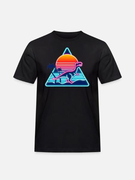 Retro Dinosaur in 80s Triangle - Men's Workwear T-Shirt - black