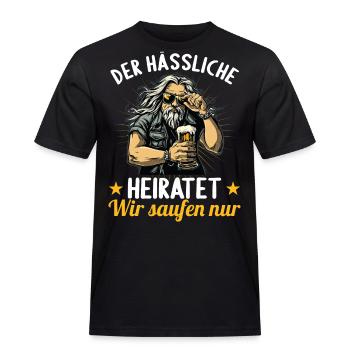 der Hässliche heiratet JGA Junggesellenabschied - Männer Workwear T-Shirt - Schwarz - Vorne - AI Model Male 178 light (178cm)
