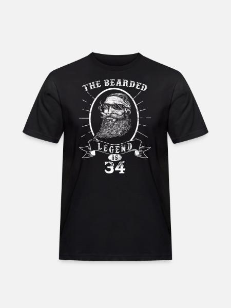 The bearded Legend is 34 - Men's Workwear T-Shirt - black