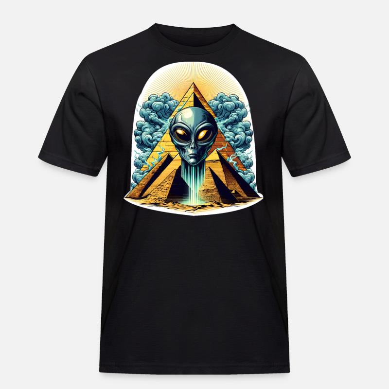 Alienkopf in Pyramide - Männer Workwear T-Shirt - Schwarz