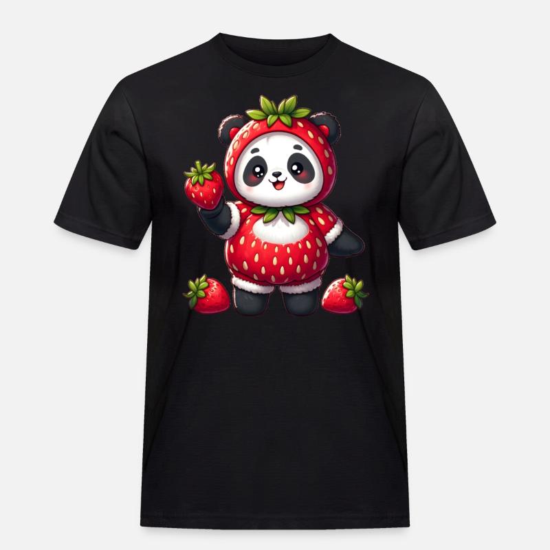 Panda im Erdbeerkostüm - Männer Workwear T-Shirt - Schwarz