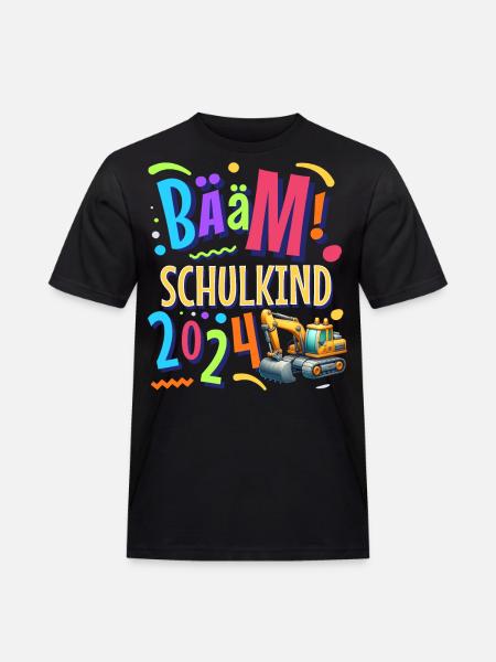 Bääm Schulkind 2024 Bagger - Männer Workwear T-Shirt - Schwarz
