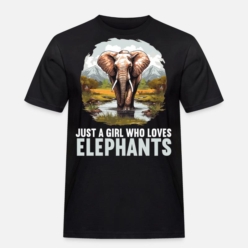 Elefanten Elefant - Männer Workwear T-Shirt - Schwarz