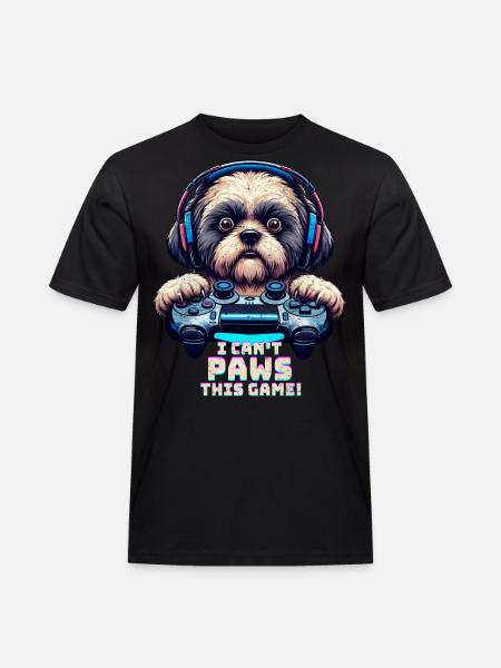 Game nerds, Shih Tzu doggy lovers - Men's Workwear T-Shirt - black