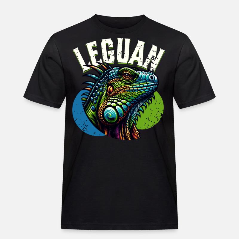 Leguan - Männer Workwear T-Shirt - Schwarz