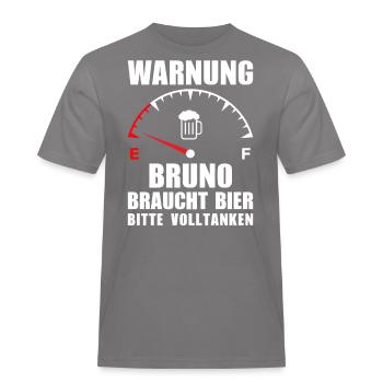 Bruno braucht Bier Bitte volltanken - Männer Workwear T-Shirt - Grau - Vorne - AI Model Male 185 dark (185cm)