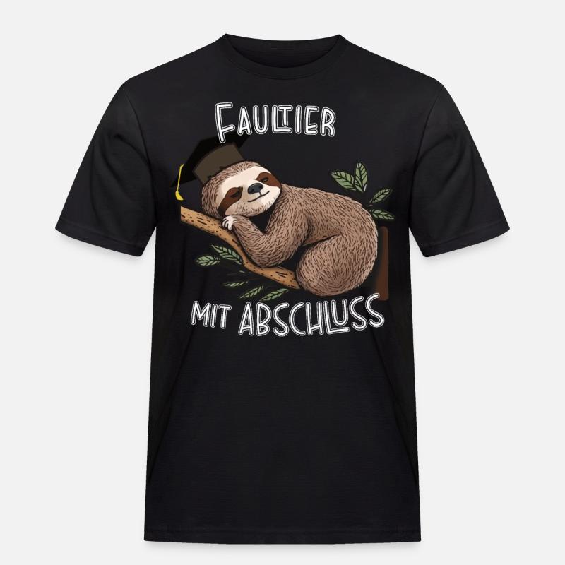 Faultier mit Abschluss - Männer Workwear T-Shirt - Schwarz