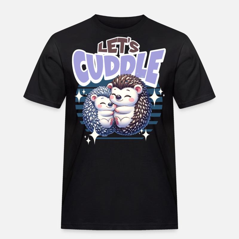 Igel Lets Cuddle - Männer Workwear T-Shirt - Schwarz