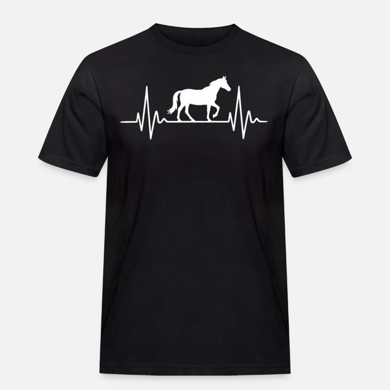 Heartbeat Design mit Pferd - Männer Workwear T-Shirt - Schwarz