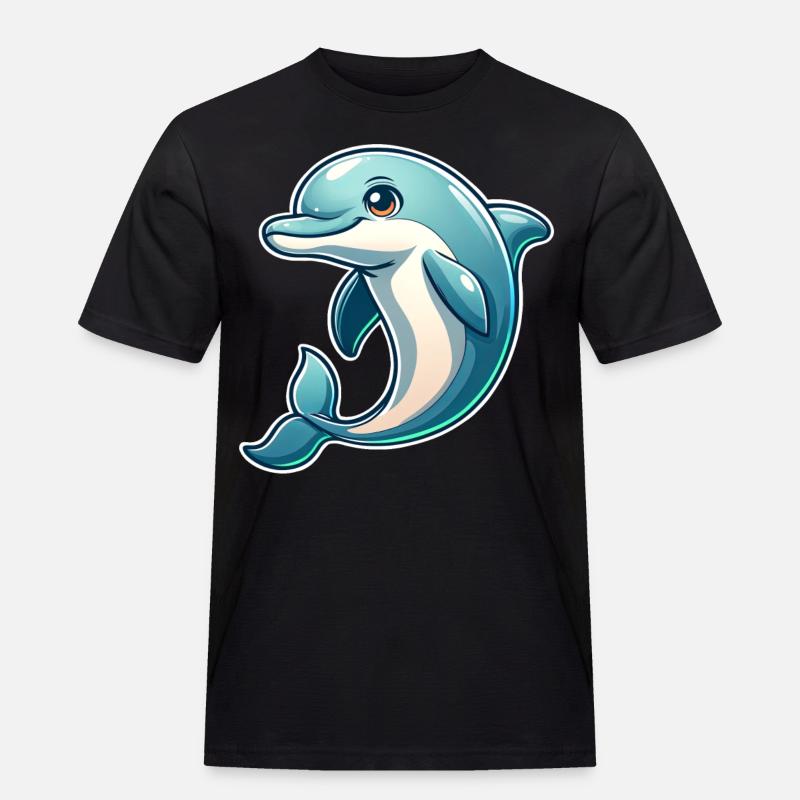 Delfin - Männer Workwear T-Shirt - Schwarz