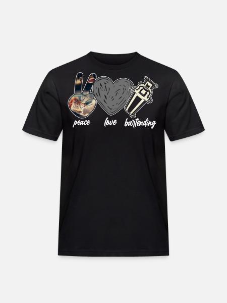Bartender Mixologist Peace Love - Männer Workwear T-Shirt - Schwarz