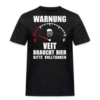 Veit braucht Bier Bitte volltanken - Männer Workwear T-Shirt - Schwarz - Vorne - AI Model Male 178 light (178cm)
