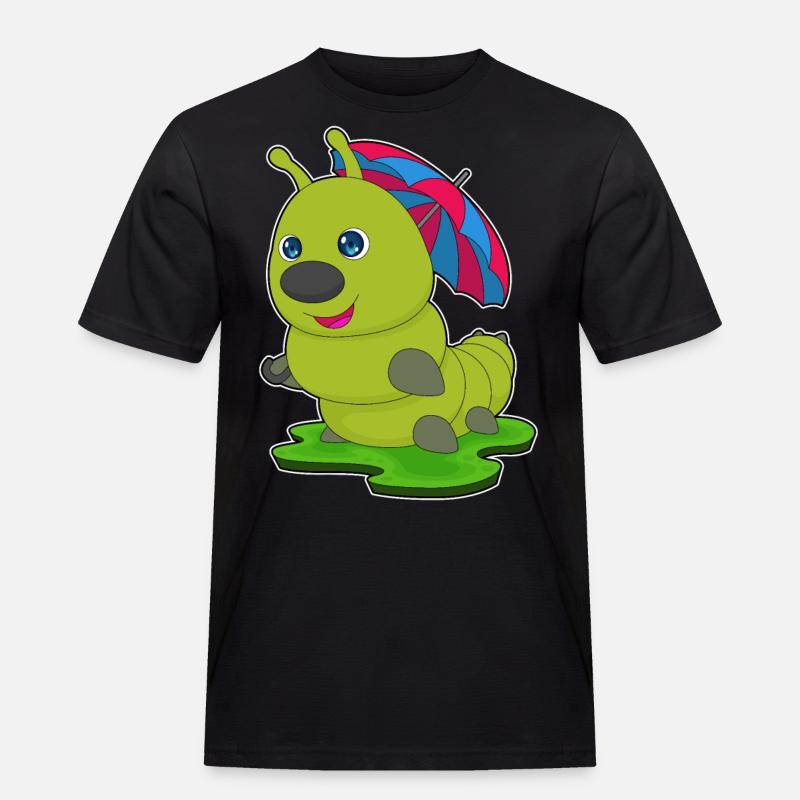Raupe Regenschirm - Männer Workwear T-Shirt - Schwarz