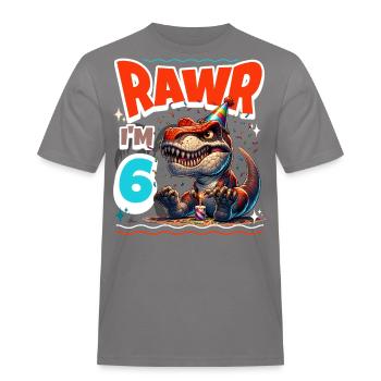 6ème anniversaire Rawr T Rex Dinosaure - T-shirt Workwear homme - gris - Devant - AI Model Male 185 dark (185cm)