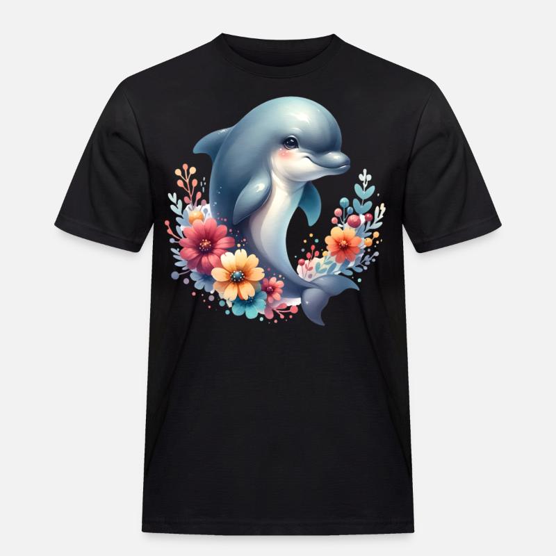 Delfin - Männer Workwear T-Shirt - Schwarz