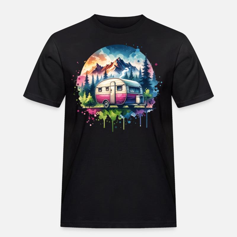 Camping Wohnwagen - Männer Workwear T-Shirt - Schwarz