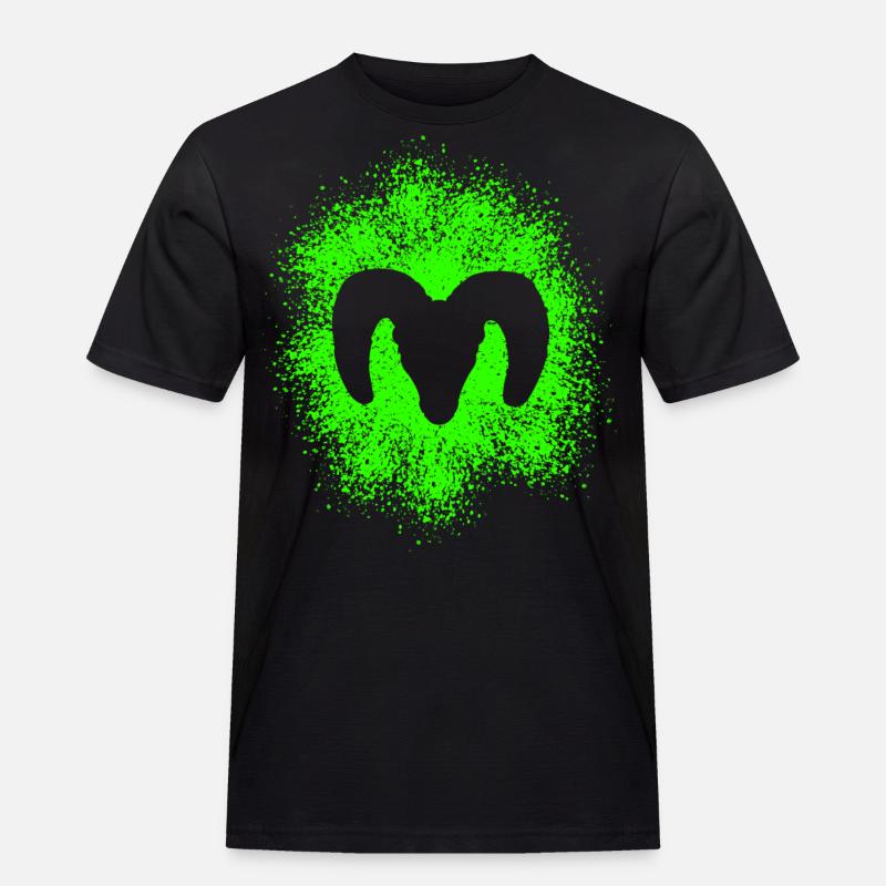 Dickhornschaf - Männer Workwear T-Shirt - Schwarz