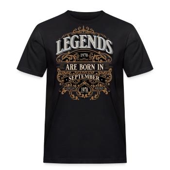 1970 September Geboren Geburtstag Geburtsjahr - Männer Workwear T-Shirt - Schwarz - Vorne - AI Model Male 178 light (178cm)