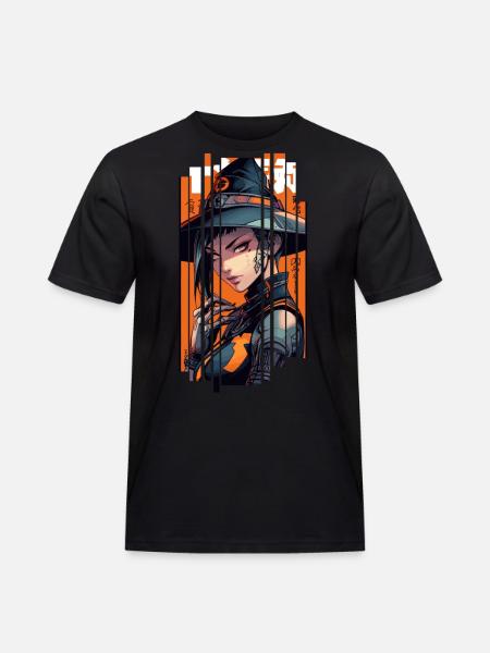 Orange Geometric Witch - Men's Workwear T-Shirt - black