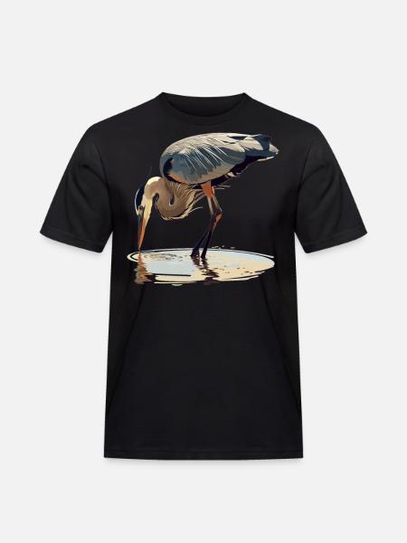 Heron Reiher - Männer Workwear T-Shirt - Schwarz