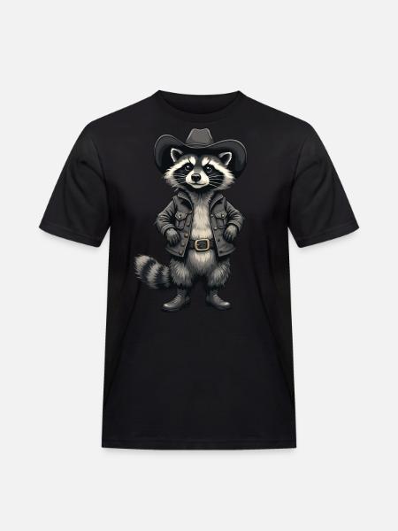 Raccoon, Cowboy, Western, Country - Men's Workwear T-Shirt - black