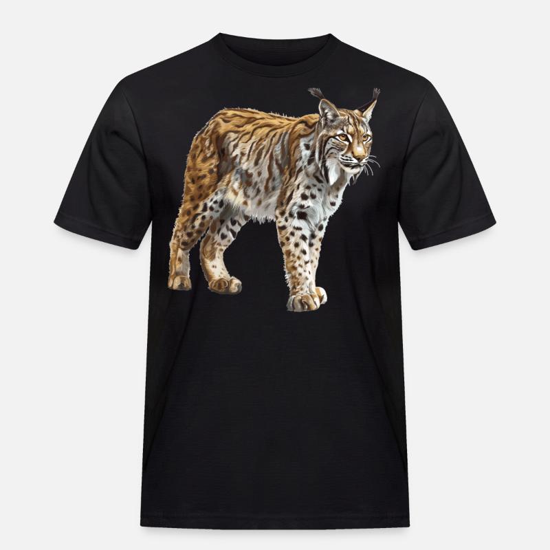 Lynx Luchse Luchs - Männer Workwear T-Shirt - Schwarz
