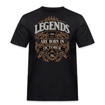 1964 Oktober Geboren Geboortejaar - Mannen Workwear T-shirt - zwart - Voor - AI Model Male 178 light (178cm)