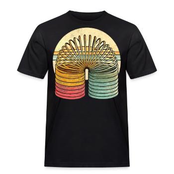 Treppenläufer Retro – Slinky für Jung und Alt - Männer Workwear T-Shirt - Schwarz - Vorne - AI Model Male 178 light (178cm)