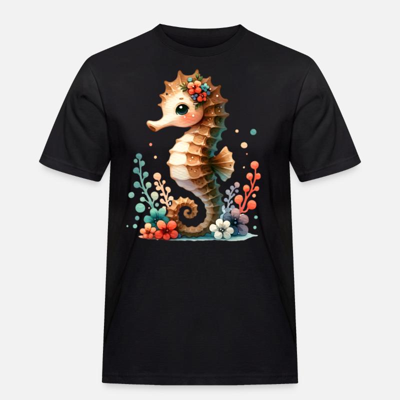 Seepferd Seepferdchen - Männer Workwear T-Shirt - Schwarz