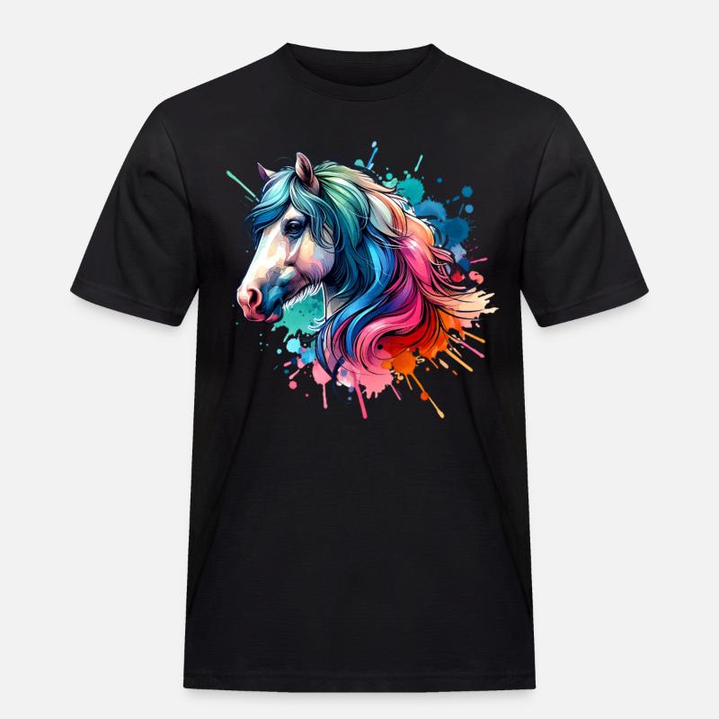 Pferd - Männer Workwear T-Shirt - Schwarz