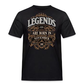1995 November Geboren Geburtstag Geburtsjahr - Männer Workwear T-Shirt - Schwarz - Vorne - AI Model Male 178 light (178cm)