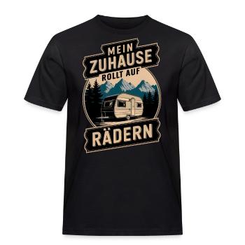 Zuhause Rollt Auf Rädern Retro Camping Wohnwagen - Männer Workwear T-Shirt - Schwarz - Vorne - AI Model Male 178 light (178cm)