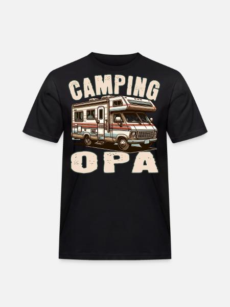 Camping Opa - Männer Workwear T-Shirt - Schwarz