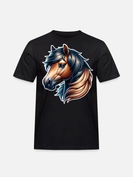 Pferd - Männer Workwear T-Shirt - Schwarz