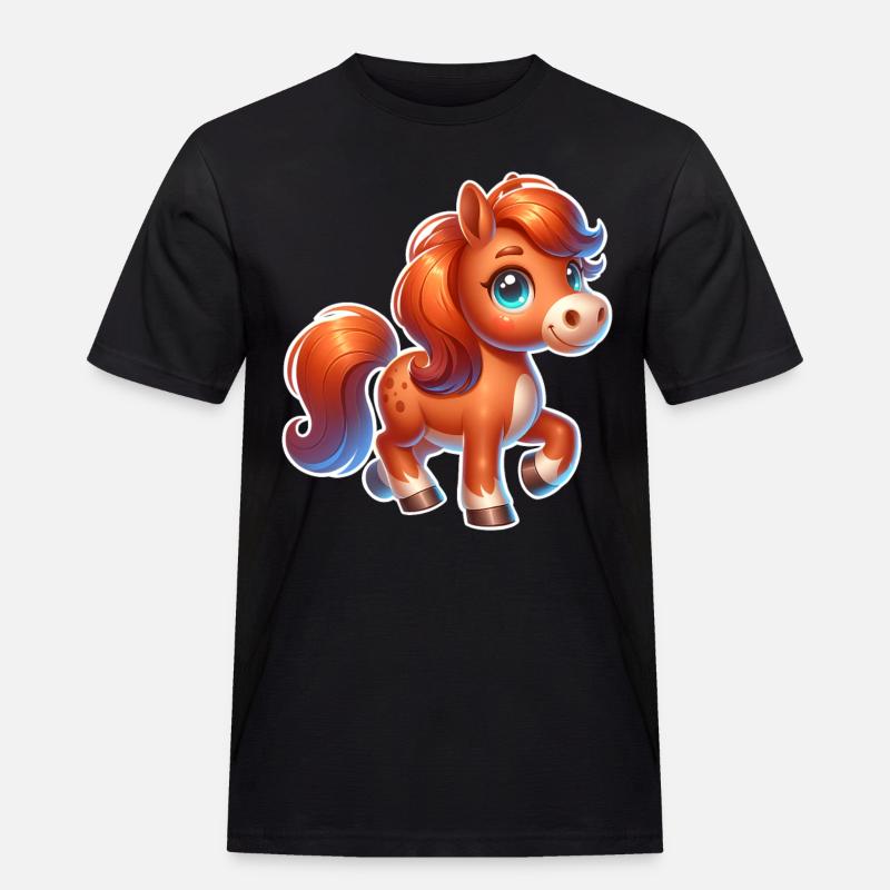 Pferd - Männer Workwear T-Shirt - Schwarz