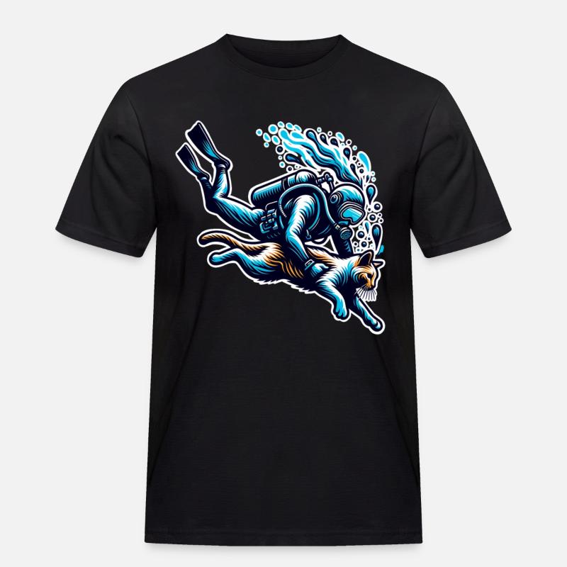 Plongée Plongeur Chat - T-shirt Workwear homme - noir