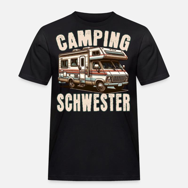 Camping Schwester - Männer Workwear T-Shirt - Schwarz