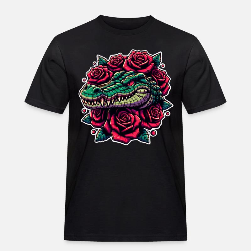 Krokodil - Männer Workwear T-Shirt - Schwarz