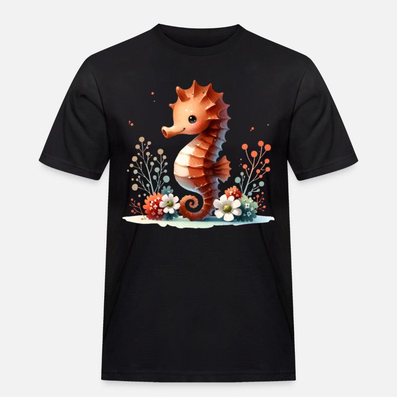 Seepferd Seepferdchen - Männer Workwear T-Shirt - Schwarz